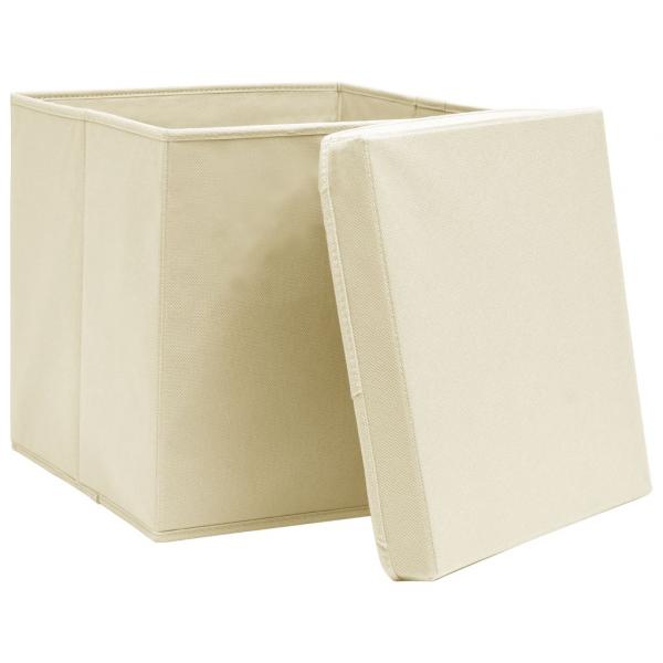 Aufbewahrungsboxen mit Deckeln 10 Stk. 28x28x28 cm Creme