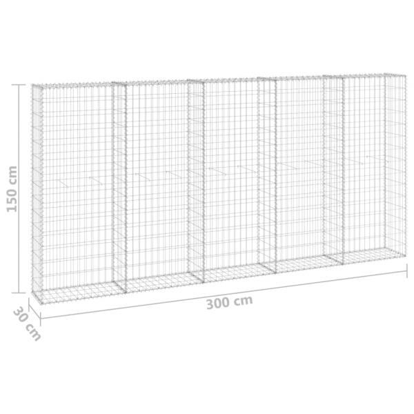 Gabionenwand mit Abdeckung Verzinkter Stahl 300x30x150 cm