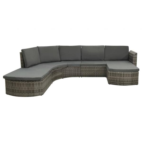 4-tlg. Garten-Lounge-Set mit Auflagen Poly Rattan Grau