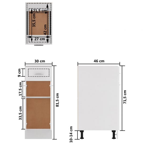 Schubunterschrank Weiß 30x46x81,5 cm Holzwerkstoff