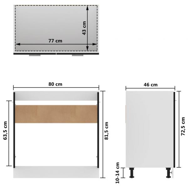 Spülenunterschrank Schwarz 80x46x81,5 cm Holzwerkstoff