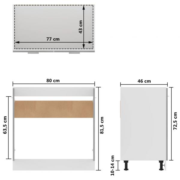 Spülenunterschrank Betongrau 80x46x81,5 cm Holzwerkstoff