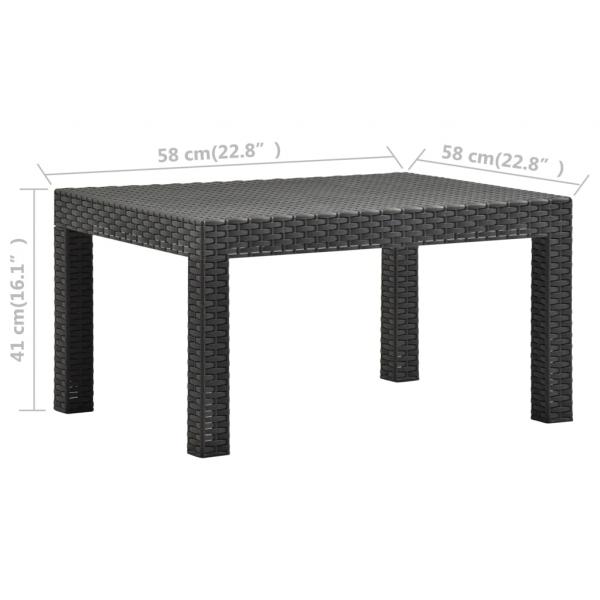 Gartentisch Anthrazit 58x58x41 cm PP Rattan