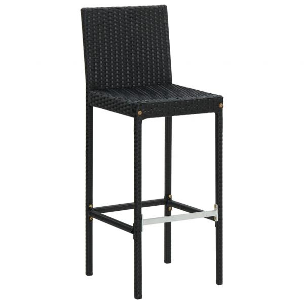 Garten-Barhocker mit Kissen 4 Stk. Schwarz Poly Rattan