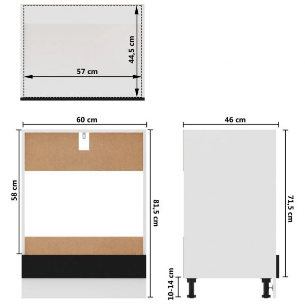 Herdumbauschrank Schwarz 60x46x81,5 cm Holzwerkstoff