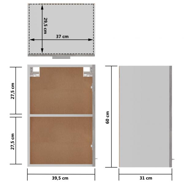 Hängeschrank Betongrau 39,5x31x60 cm Holzwerkstoff