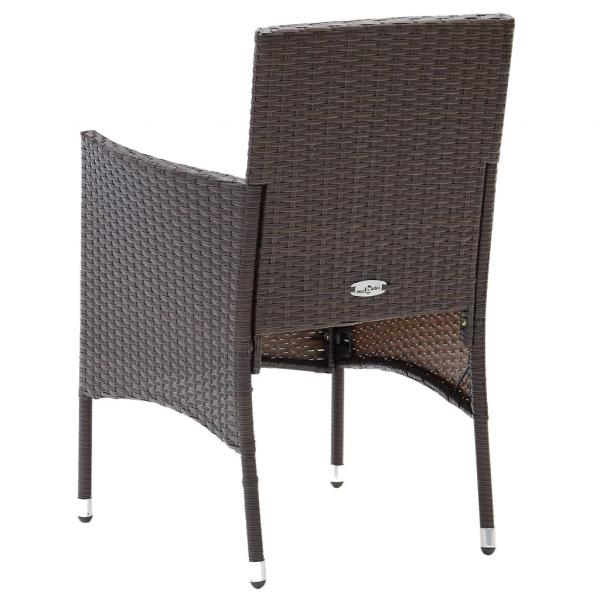 3-tlg. Garten-Essgruppe Braun Poly Rattan und Glas