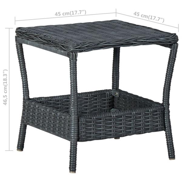 Gartentisch Dunkelgrau 45x45x46,5 cm Poly Rattan 