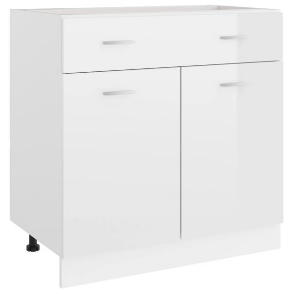 ARDEBO.de - Schubunterschrank Hochglanz-Weiß 80x46x81,5 cm Holzwerkstoff