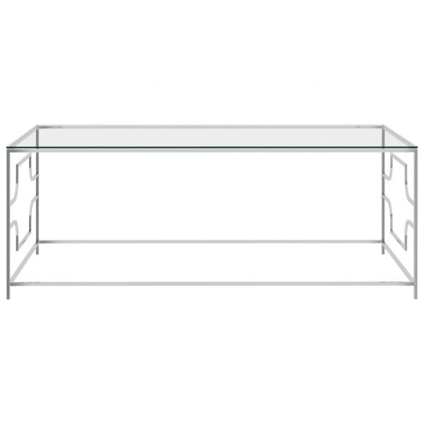 Couchtisch Silbern 120x60x45 cm Edelstahl und Glas