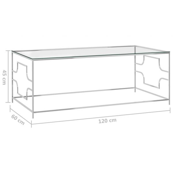 Couchtisch Silbern 120x60x45 cm Edelstahl und Glas