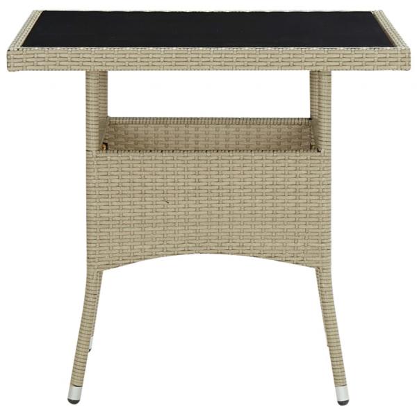 3-tlg. Garten-Essgruppe Beige Poly Rattan und Glas