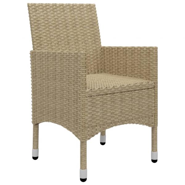 3-tlg. Garten-Essgruppe Beige Poly Rattan und Glas