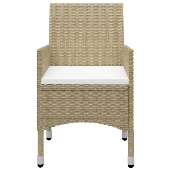 3-tlg. Garten-Essgruppe Beige Poly Rattan und Glas