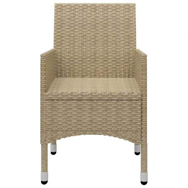 3-tlg. Garten-Essgruppe Beige Poly Rattan und Glas