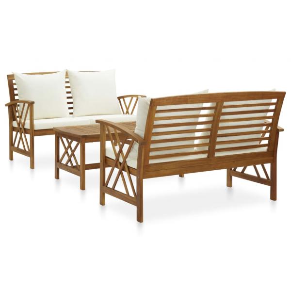 ARDEBO.de - 3-tlg. Garten-Lounge-Set mit Auflagen Massivholz Akazie