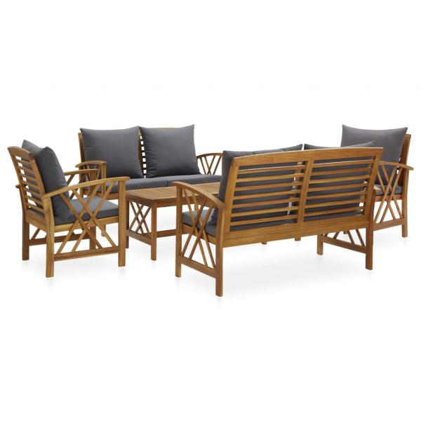 ARDEBO.de - 5-tlg. Garten-Lounge-Set mit Auflagen Massivholz Akazie