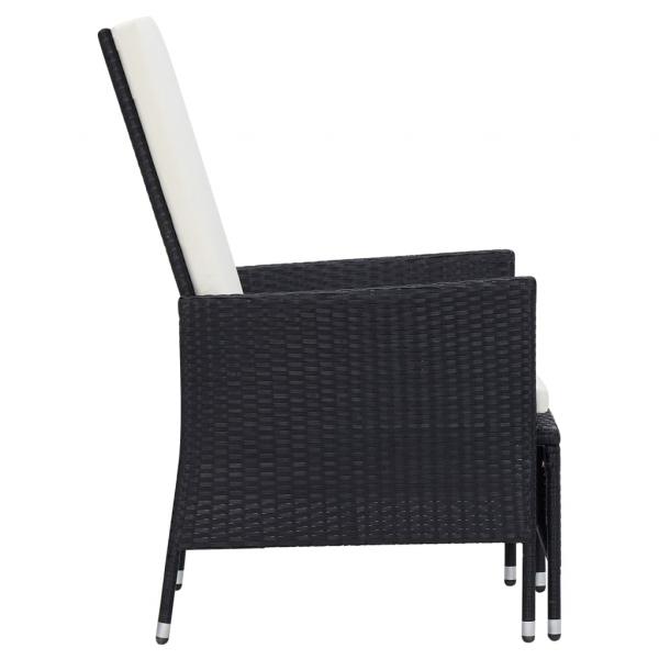 3-tlg. Garten-Lounge-Set mit Kissen Poly-Rattan Schwarz