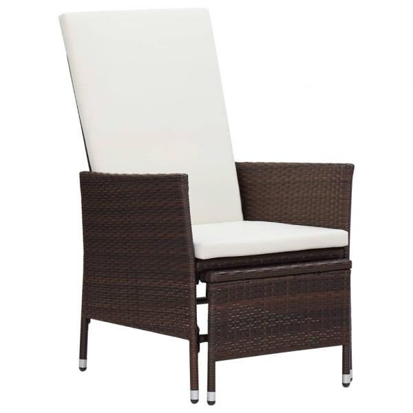 3-tlg. Garten-Lounge-Set mit Auflagen Poly Rattan Braun