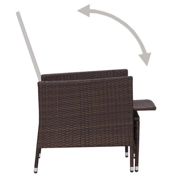 3-tlg. Garten-Lounge-Set mit Auflagen Poly Rattan Braun