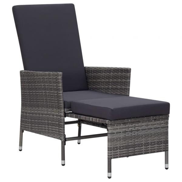 3-tlg. Garten-Lounge-Set mit Kissen Poly Rattan Grau