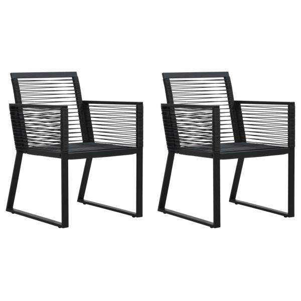 3-tlg. Garten-Essgruppe PVC Rattan Schwarz