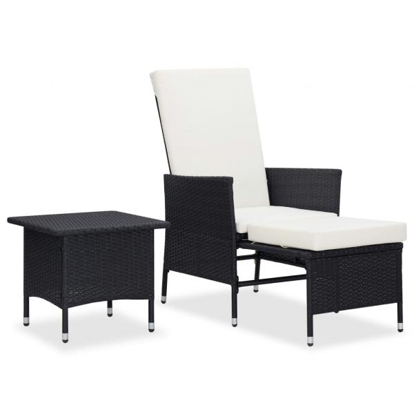 ARDEBO.de - 2-tlg. Garten-Lounge-Set mit Kissen Poly Rattan Schwarz