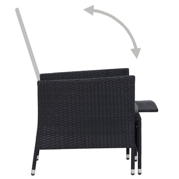 2-tlg. Garten-Lounge-Set mit Kissen Poly Rattan Schwarz