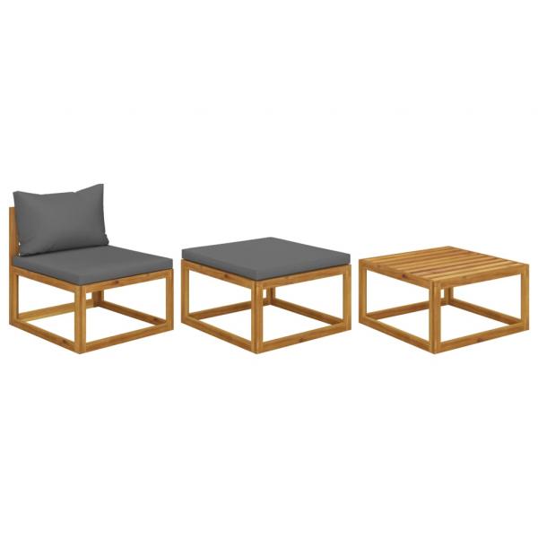 ARDEBO.de - 3-tlg. Garten-Lounge-Set mit Kissen Massivholz Akazie