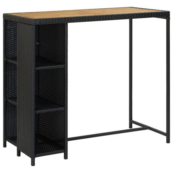 ARDEBO.de - Bartisch mit Regal Schwarz 120x60x110 cm Poly Rattan