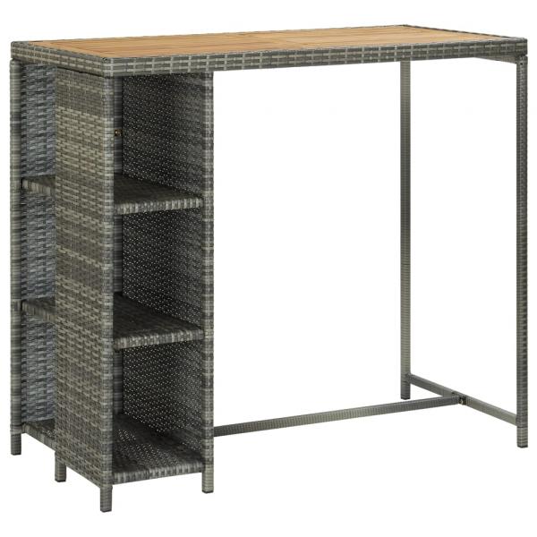 ARDEBO.de - Bartisch mit Regal Grau 120x60x110 cm Poly Rattan