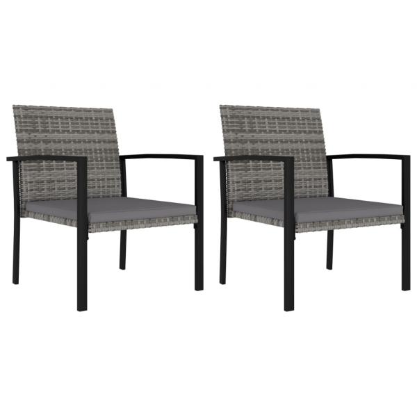 ARDEBO.de - Garten-Essstühle 2 Stk. Poly Rattan Grau