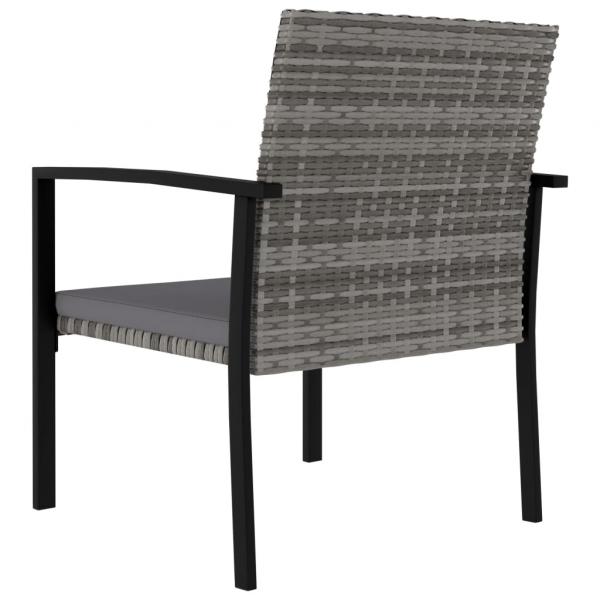 Garten-Essstühle 2 Stk. Poly Rattan Grau