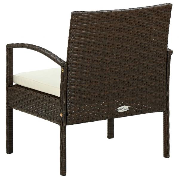 Gartenstuhl mit Kissen Poly Rattan Braun