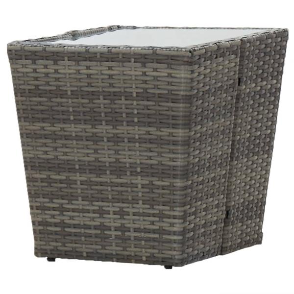 3-tlg. Bistro-Set Poly Rattan und Hartglas Grau 