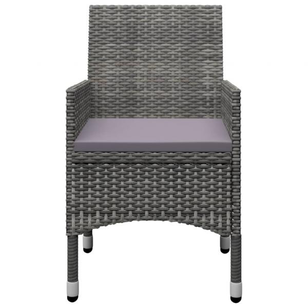 3-tlg. Bistro-Set Poly Rattan und Hartglas Grau 