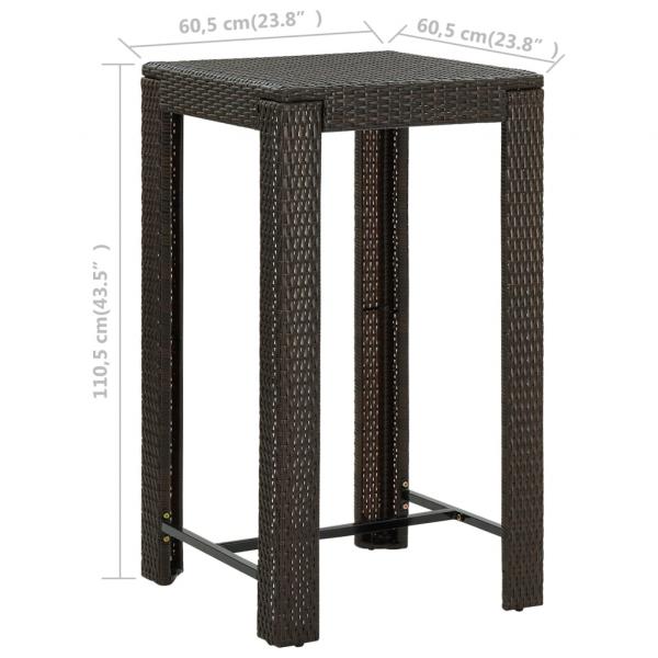 Garten-Bartisch Braun 60,5x60,5x110,5 cm Poly Rattan