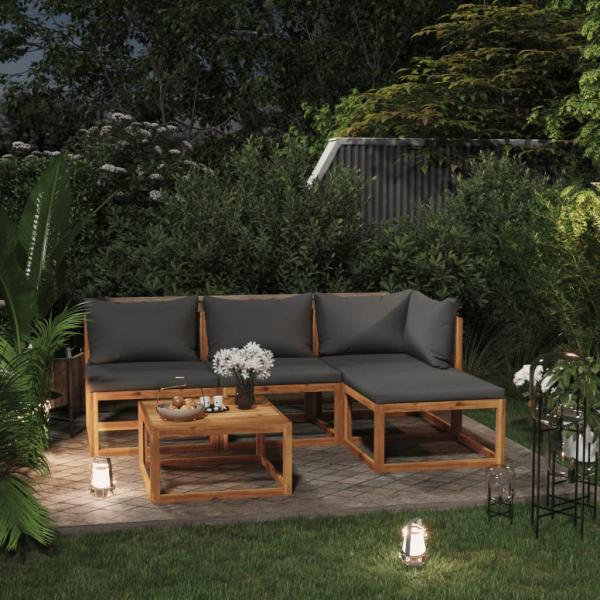 ARDEBO.de - 5-tlg. Garten-Lounge-Set mit Auflagen Massivholz Akazie