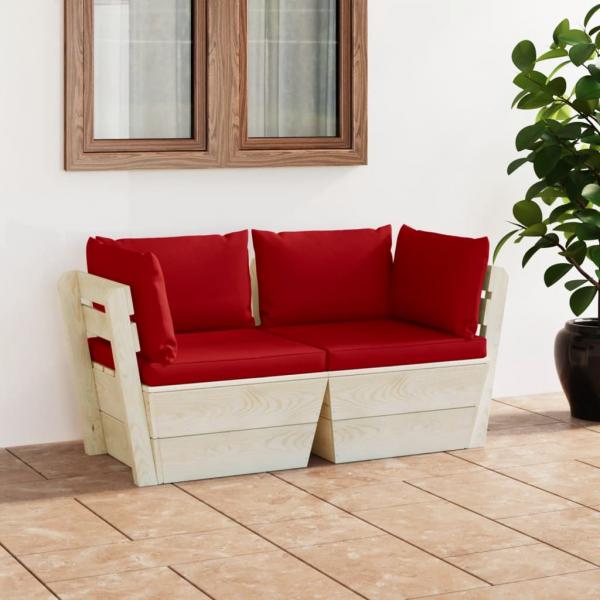 ARDEBO.de - Garten-Palettensofa 2-Sitzer mit Kissen Fichtenholz