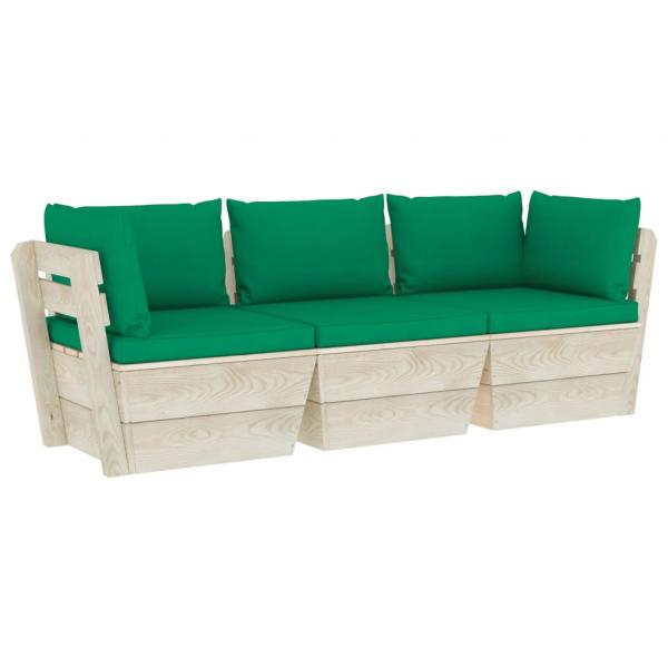 Garten-Palettensofa 3-Sitzer mit Kissen Fichtenholz