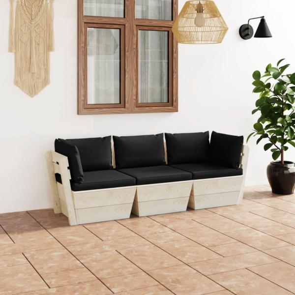 ARDEBO.de - Garten-Palettensofa 3-Sitzer mit Kissen Fichtenholz