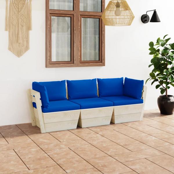 ARDEBO.de - Garten-Palettensofa 3-Sitzer mit Kissen Fichtenholz