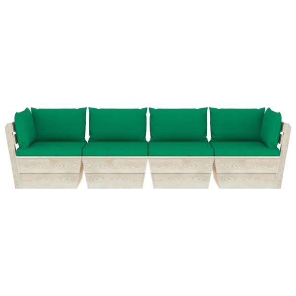 Garten-Palettensofa 4-Sitzer mit Kissen Fichtenholz