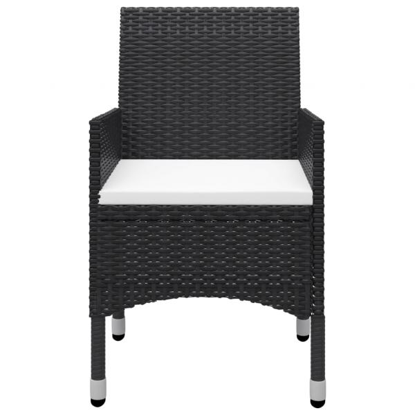 3-tlg. Bistro-Set Poly Rattan und Hartglas Schwarz 