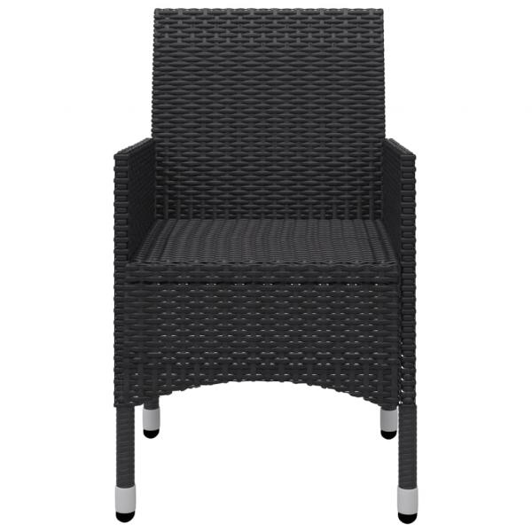 3-tlg. Bistro-Set Poly Rattan und Hartglas Schwarz 