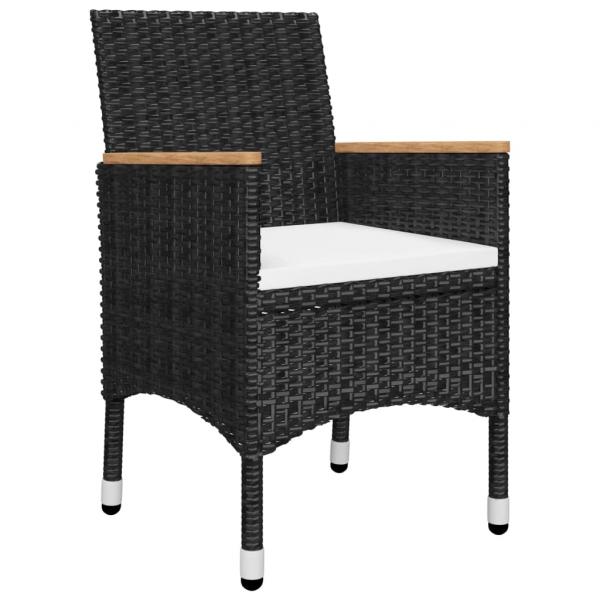 3-tlg. Bistro-Set Poly Rattan und Hartglas Schwarz 