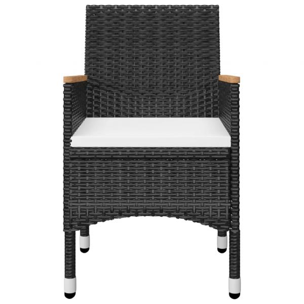 3-tlg. Bistro-Set Poly Rattan und Hartglas Schwarz 