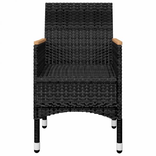 3-tlg. Bistro-Set Poly Rattan und Hartglas Schwarz 