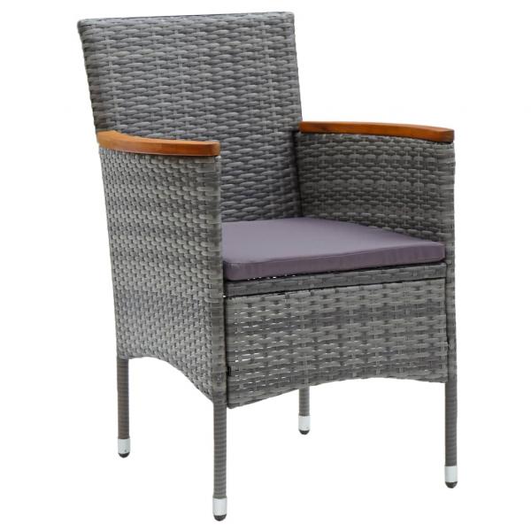 3-tlg. Bistro-Set Poly Rattan und Hartglas Grau