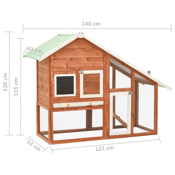 Kaninchenstall 140x63x120 cm Tanne Massivholz 